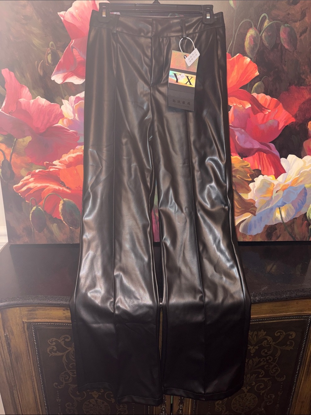 NWT Black Faux Leather pants Perfect Rain gear 🤩👍